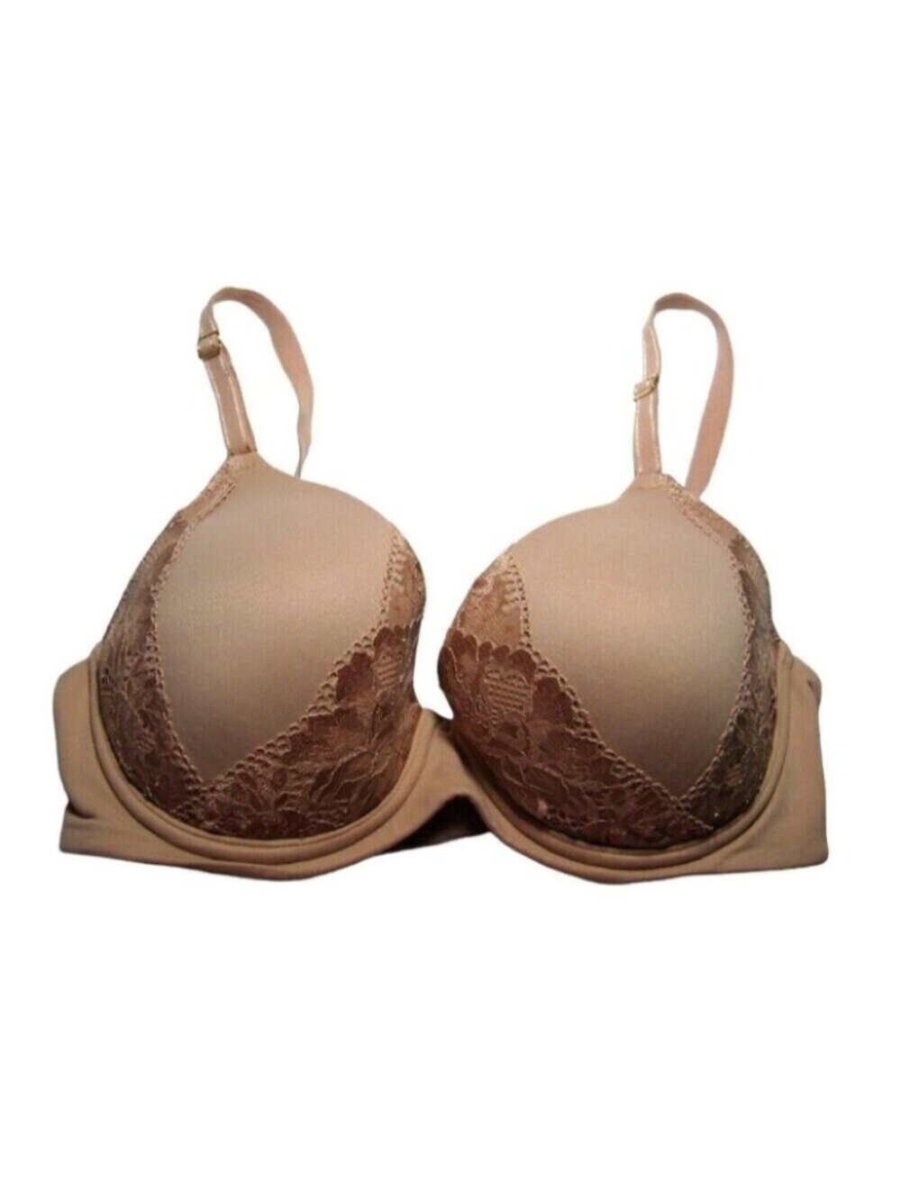 Soma Embraceable Perfect Coverage Bra Signature Lace Size 34 D Beige Underwire